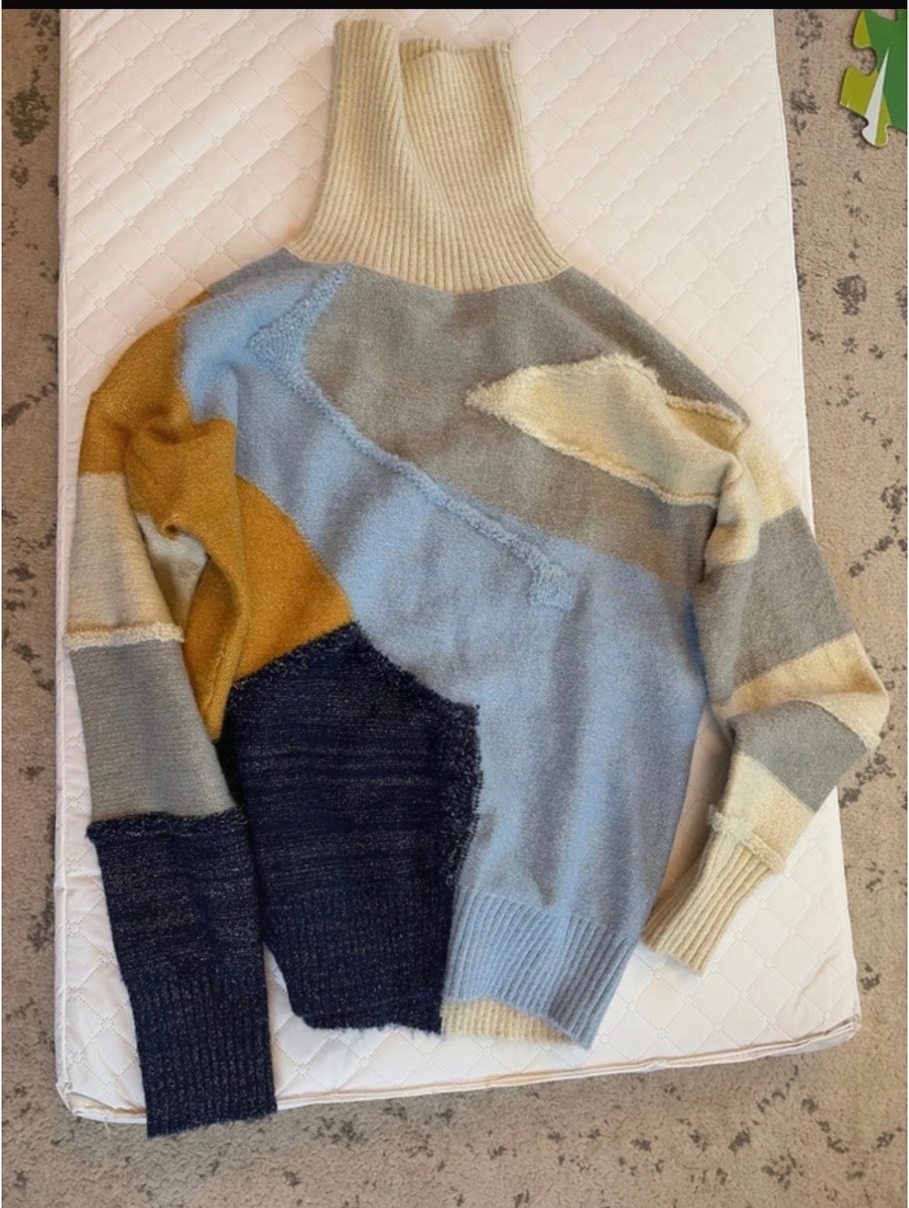 FRNCH Paris Colorblock Turtleneck Sweater S/M Wool Blend
